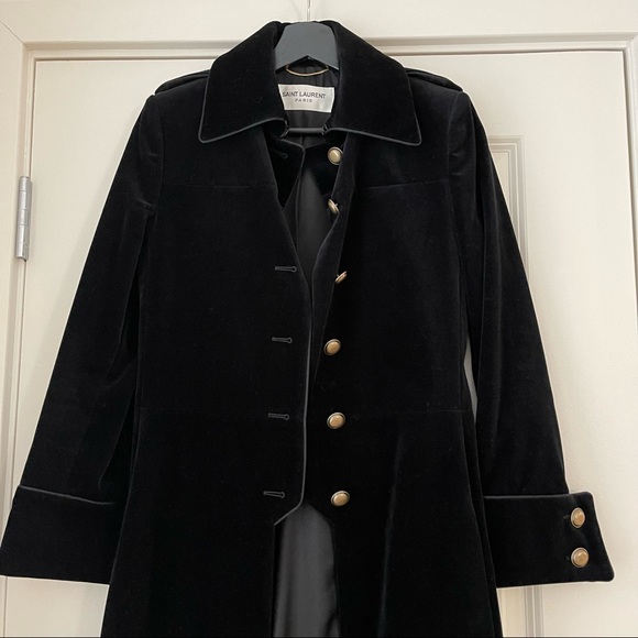 Saint Laurent black piped Velvet long jacket size 34, brand new - Picture 8 of 9